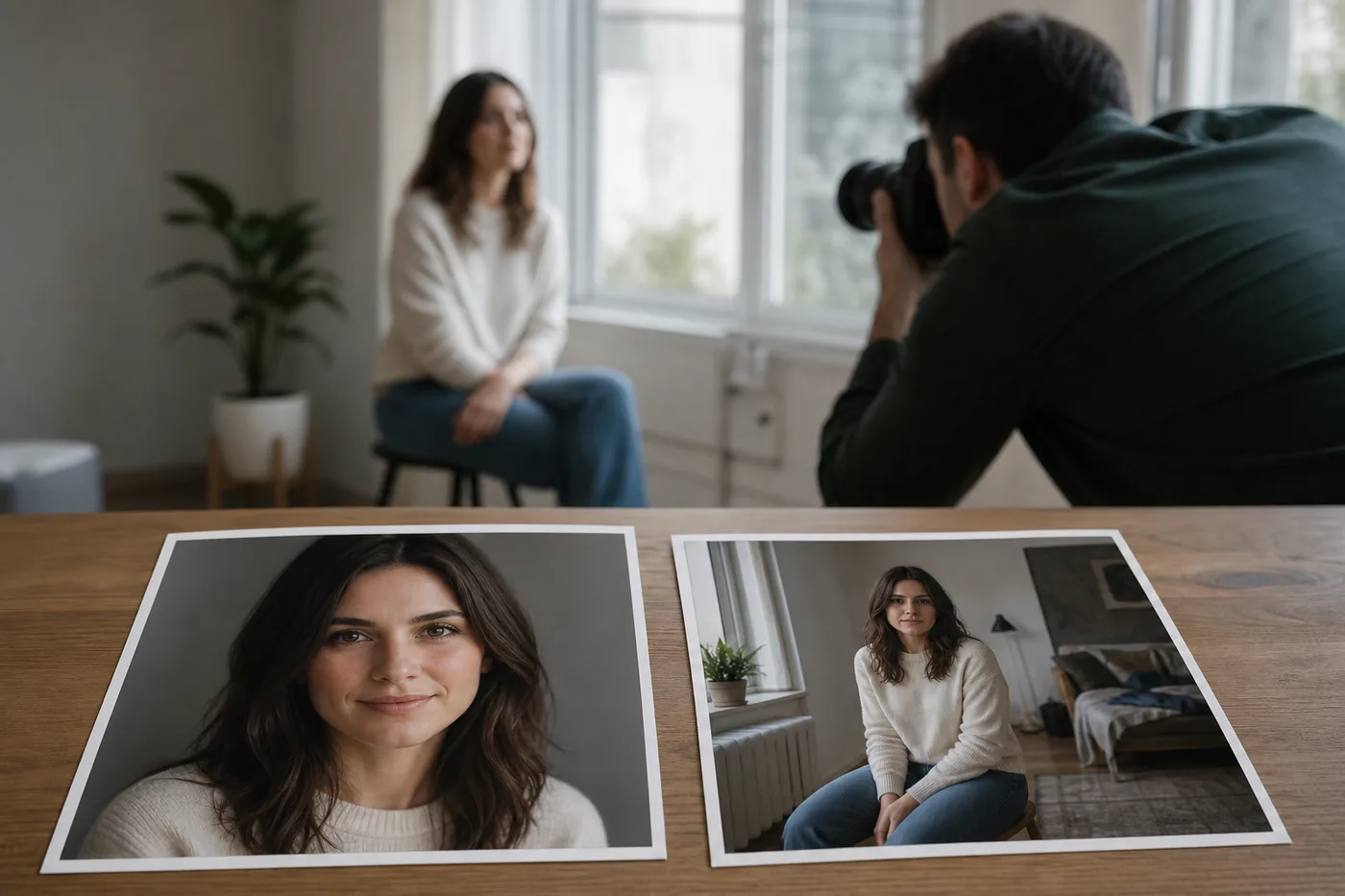 顔中心のプロフィール写真と背景が広い写真の比較